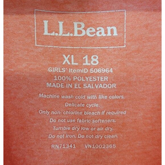LL Bean Girls Pink Coral Athletic Neck Cut Out Short Sleeve T-Shirt Size XL/18 - Picture 3 of 3